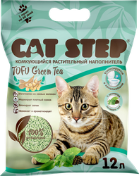 Наполнитель растительный для кошачьего туалета CAT STEP Tofu Green Tea комкующийся, 12л