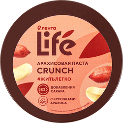 Паста арахисовая ЛЕНТА LIFE Crunch, 250г