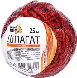 Изображение товара Шпагат джутовый РЫЖИЙ КОТ клубок 25м, цветной, Арт. 108079