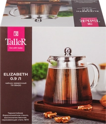 Чайник заварочный TALLER Elizabeth, стекло, нержавеющая сталь, 900мл, Арт. TR-99400