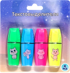 Набор текстовыделителей КРОК&ДИЛЛИ Cat, 4 цвета, Арт. MF521641