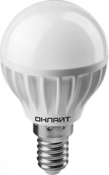 Лампа светодиодная ОНЛАЙТ Шар 6Вт E14 холодный, Арт. 61136