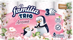 Бумага туалетная FAMILIA Trio Breeze 3-слоя, 8шт