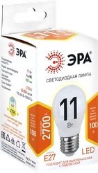 Лампа светодиодная ЭРА Std LED P45-11W-827-E27 11Вт шар, теплый белый свет, Арт. Б0032987