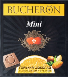 Шоколад горький BUCHERON Mini с апельсином и орехами, 40г