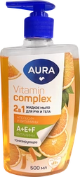 Жидкое мыло для рук и тела AURA 2в1 Vitamin Complex Апельсин и витамины, 500мл