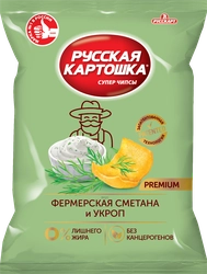 Чипсы картофельные РУССКАЯ КАРТОШКА со вкусом фермерской сметаны и укропа, 190г