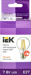 Лампа IEK LED шар 7Вт, 230В, 3000К, цоколь Е27 360, Арт. LLF-A60-7-230-30-E27-CL