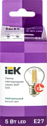 Лампа IEK LED шар 5Вт, 230В, 4000К, цоколь E27 360, Арт. LLF-G45-5-230-40-E27-CL