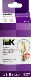 Лампа IEK LED шар 11Вт, 230В, 4000К, цоколь E27 360, Арт. LLF-A60-11-230-40-E27-CL