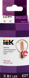 Лампа IEK LED шар 5Вт, 230В, 3000К, цоколь E27 360, Арт. LLF-G45-5-230-30-E27-CL