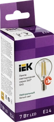 Лампа IEK LED шар 7Вт, 230В, 4000К, цоколь Е14 360, Арт. LLF-G45-7-230-40-E14-CL