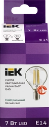 Лампа IEK LED шар 7Вт, 230В, 4000К, цоколь Е14 360, Арт. LLF-G45-7-230-40-E14-CL