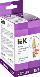 Лампа IEK LED шар 7Вт, 230В, 4000К, цоколь Е27 360, Арт. LLF-A60-7-230-40-E27-CL