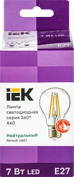 Лампа IEK LED шар 7Вт, 230В, 4000К, цоколь Е27 360, Арт. LLF-A60-7-230-40-E27-CL