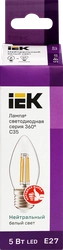 Лампа IEK LED свеча 5Вт, 230В, 4000К, цоколь Е27 360, Арт. LLF-C35-5-230-40-E27-CL