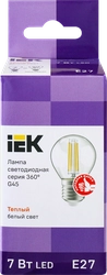 Лампа IEK LED шар 7Вт, 230В, 3000К, цоколь Е27 360, Арт. LLF-G45-7-230-30-E27-CL