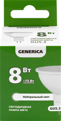 Изображение товара Лампа GENERICA LED софит 8Вт, 230В, 4000К, цоколь GU5.3, Арт. LL-MR16-08-230-40-GU5-G