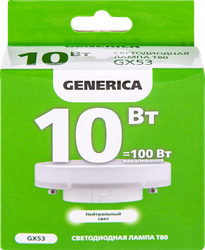 Изображение товара Лампа GENERICA LED таблетка 10Вт, 230В, 4000К, цоколь GX53, Арт. LL-T80-10-230-40-GX53-G