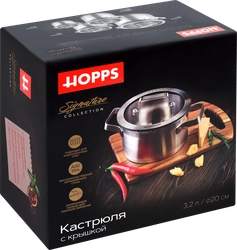 Кастрюля HOPPS Signature, нержавеющая сталь, 3.2л, Арт. LTA-2