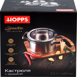 Кастрюля HOPPS Signature, нержавеющая сталь, 3.2л, Арт. LTA-2