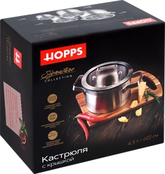 Кастрюля HOPPS Signature, нержавеющая сталь, 4.3л, Арт. LTA-3