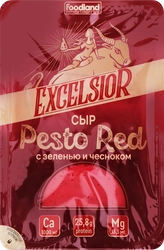 Сыр EXCELSIOR Pesto Red зелень и чеснок 45%, нарезка, без змж, 150г