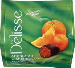 Конфеты DELISSE апельсин с абрикосом, глазированные, 100г