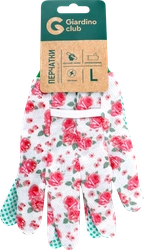 Перчатки садовые GIARDINO CLUB р. M, L, текстильные с трикотажным манжетом, Арт.SH-GL-01