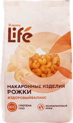 Макароны безглютеновые ЛЕНТА LIFE Рожки, из кукурузной муки с добавлением амарантовой муки, 250г