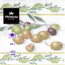 Салфетки бумажные PREMIUM CLUB Прованс 3-слоя, 33х33см, 20шт