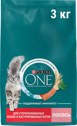 Изображение товара Корм сухой для кошек PURINA ONE Лосось, для стерилизованных, 3кг