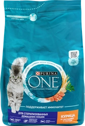 Корм сухой для кошек PURINA ONE с высоким содержанием курицы, для стерилизованных, 3кг