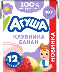 Молочный коктейль АГУША Банан, клубника 2%, без змж, 190мл