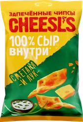 Чипсы пшенично-картофельные CHEESL`S с сыром, со вкусом сметаны и лука, запеченные, 100г