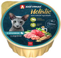 Изображение товара Корм влажный для кошек ЗООГУРМАН Holistic с кроликом и индейкой, 100г