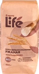 Мука ржаная ЛЕНТА LIFE цельносмолотая, 500г