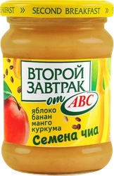 Десерт фруктово-злаковый ВТОРОЙ ЗАВТРАК ОТ ABC Яблоко, банан и манго, с семенами чиа и куркумой, 250г