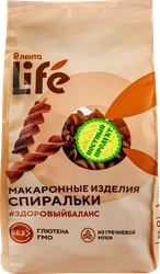 Макароны безглютеновые ЛЕНТА LIFE Спиральки, из гречневой муки с добавлением амарантовой муки, 250г