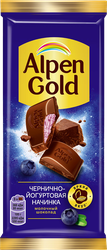 Изображение товара Шоколад молочный ALPEN GOLD с чернично-йогуртовой начинкой, 80г