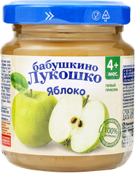 Пюре фруктовое БАБУШКИНО ЛУКОШКО Яблоко без сахара, с 4 месяцев, 100г