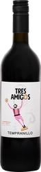 Вино TRES AMIGOS Tempranillo сортовое ординарное красное сухое, 0.75л