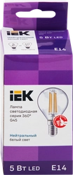 Лампа IEK LED G45 шар прозрачный, 5Вт 230В 4000К цоколь E14 серия 360