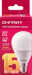 Изображение товара Лампа ОНЛАЙТ шарик 15Вт Е14 теплый свет, Арт. 90458