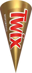 Изображение товара Мороженое TWIX Двухслойное, молочное со вкусом карамели и молочное с какао-порошком, с карамелью, рисовыми шариками в молочном шоколаде 5%, без змж, вафельный рожок, 68г