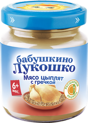 Изображение товара Пюре мясо-растительное БАБУШКИНО ЛУКОШКО Курочка Ряба с гречневой крупой, с 6 месяцев, 100г