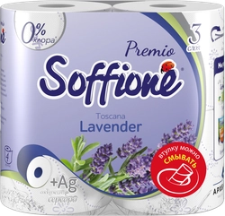 Туалетная бумага SOFFIONE Premio Lavender 3-слоя со смываемой втулкой, 
4шт