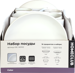 Набор столовый HOMECLUB Color 16 предметов, керамика, Арт. BC-N0102