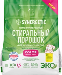 Стиральный порошок для цветного белья SYNERGETIC Color, гипоаллергенный, 1,5кг