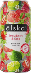 Сидр ALSKA фруктовый со вкусом клубники и лайма 4,0%, 0.44л